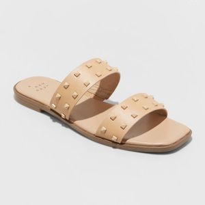 New with tags! Women's Stella Two Band
Studded Sandals - A New Day™
Tan 10